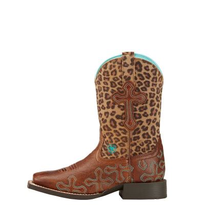 Ariat Crossroads - Western Laarzen Bruin / Leopard Kinderen - 29201-422